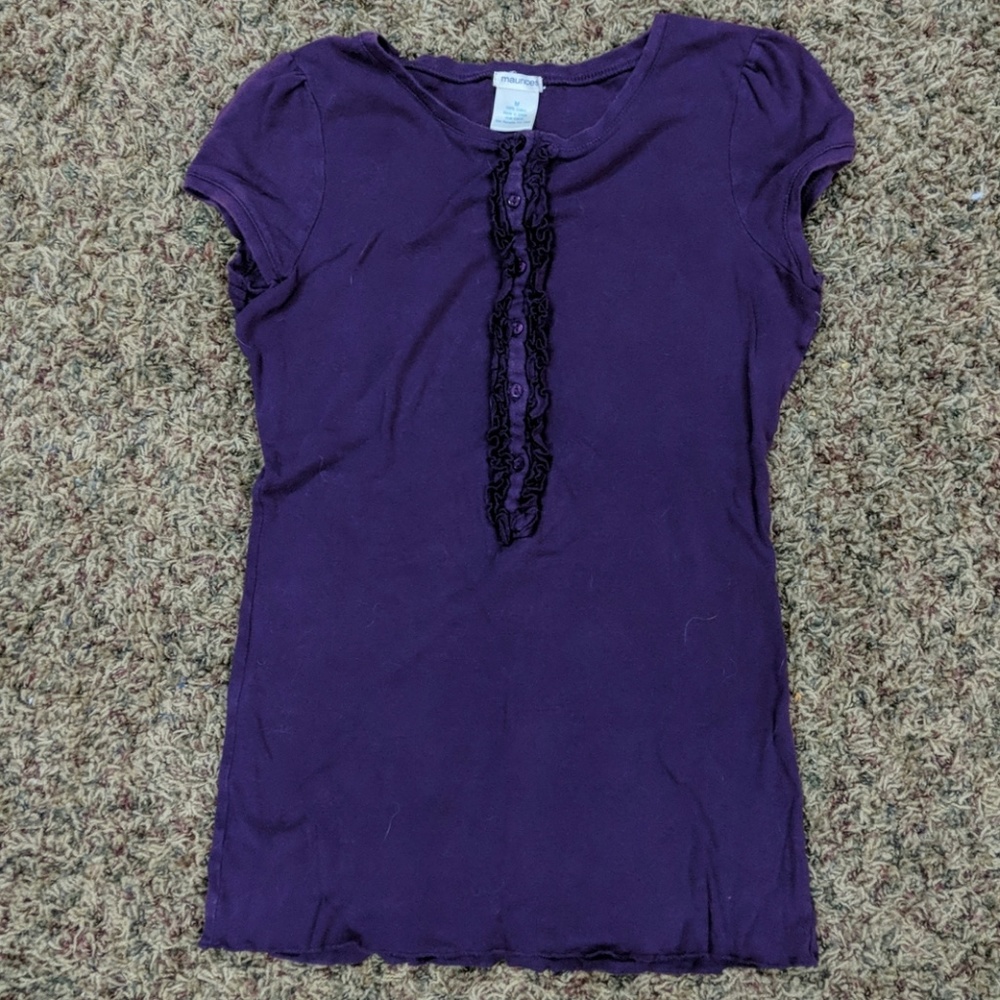 Purple shirt with ruffles